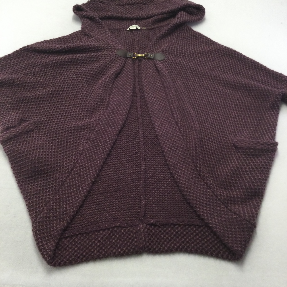Simply Noelle Cardigan Sweater Womens L/XL Purple Hooded Buckle Front Knit